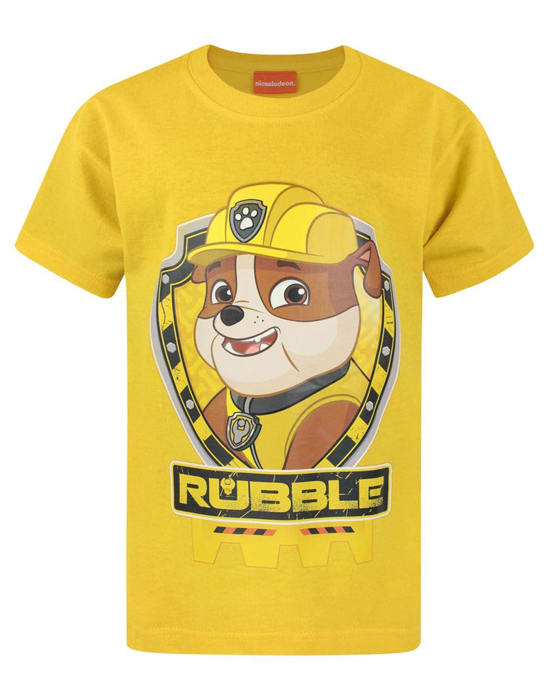 Paw Patrol Rubble Boy's Yellow Short Sleeve Tee T-Shirt