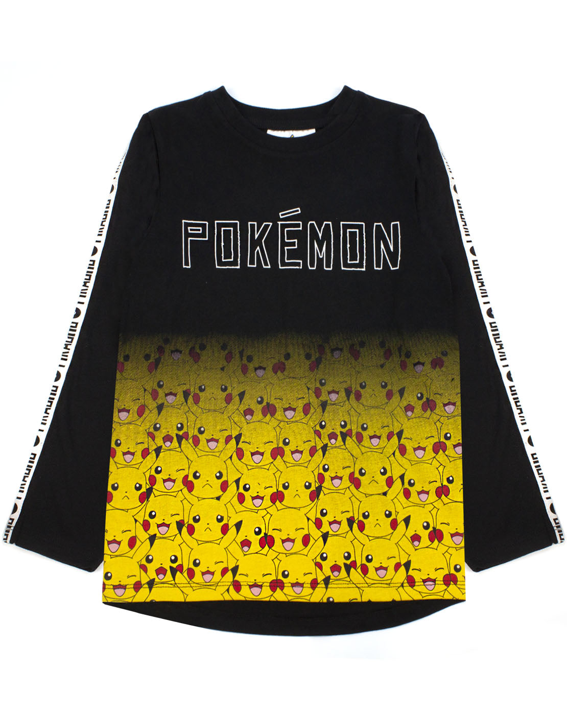 Pokemon Pikachu Fade Long Sleeve Boy's T-Shirt- Black — Vanilla Underground