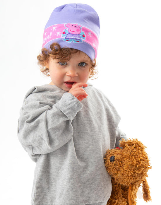 Peppa Pig kids Winter Woolly Girls Purple Beanie Hat