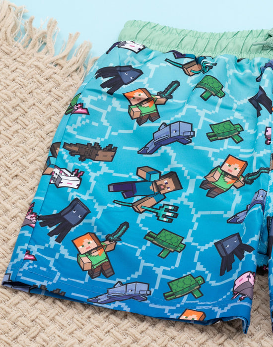 Minecraft Boys Blue Swim Shorts — Vanilla Underground