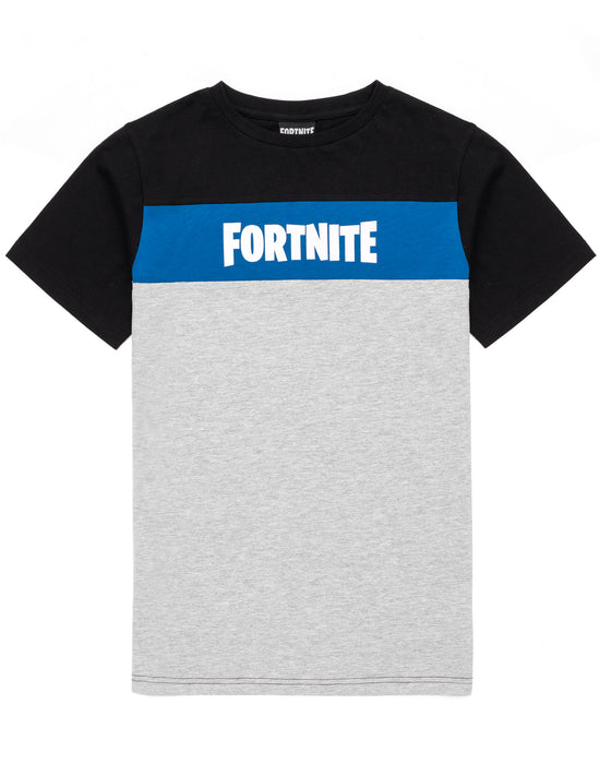 Fortnite Colour Block Logo Boy's T-Shirt - Grey