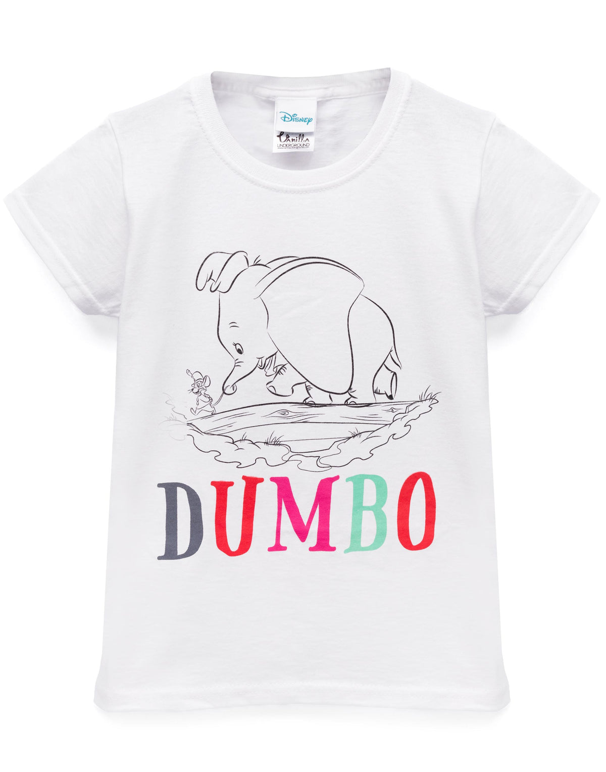 Disney Dumbo Sketch Character Girls Vanilla — White Underground T-Shirt