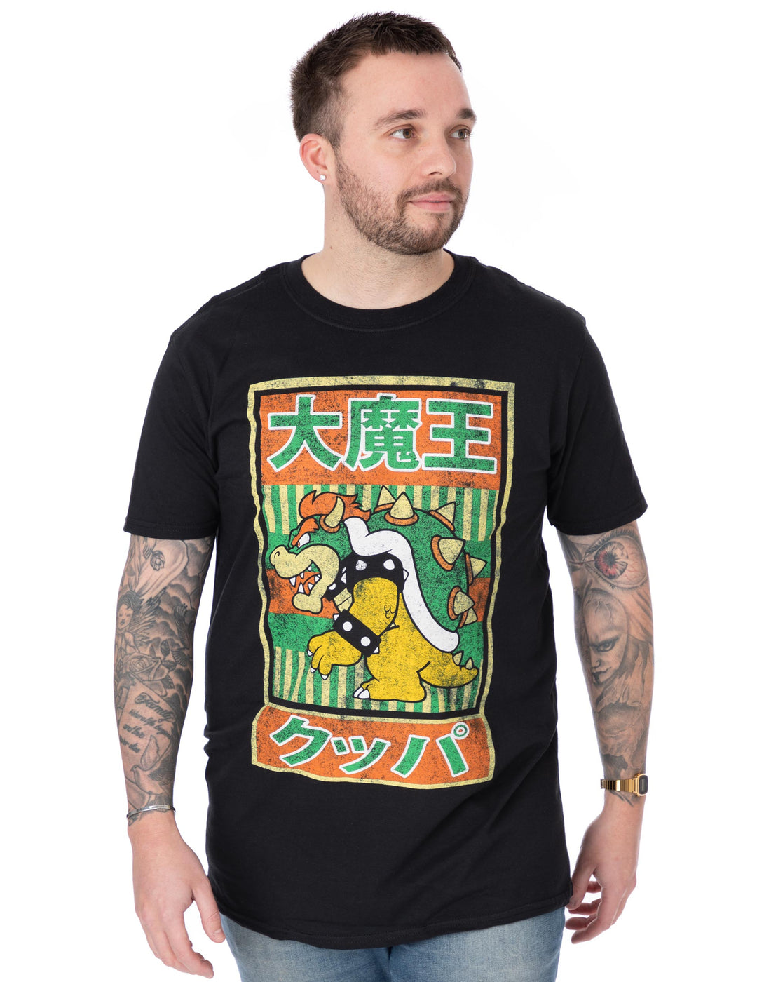 Super Mario Vintage Bowser Japanese Poster Mens T-Shirt — Vanilla ...