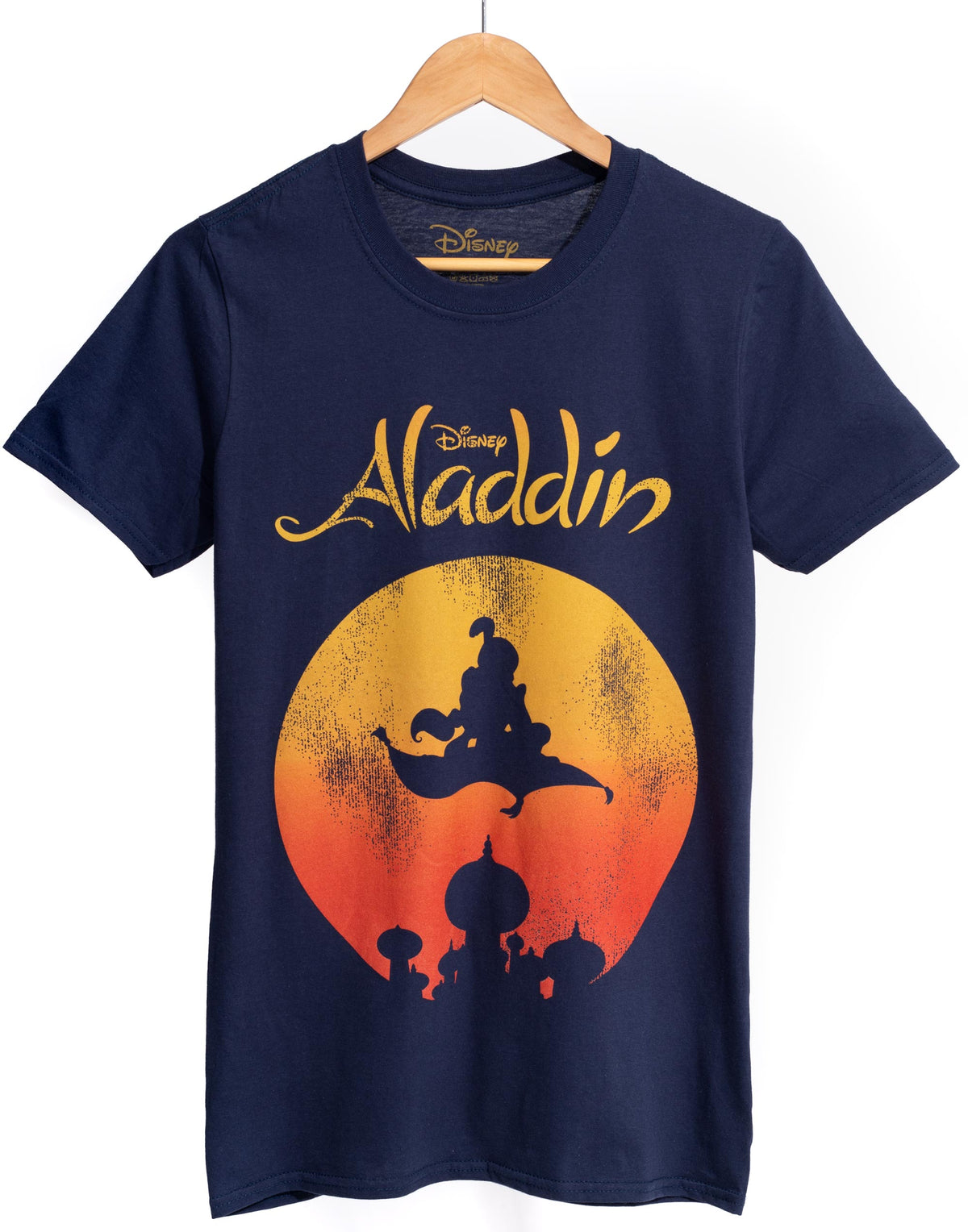 Disney Aladdin Magic Carpet Underground Men\'s Distressed — Vanilla Print T-Shirt