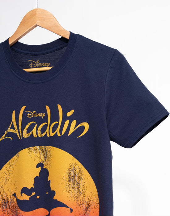 — Print Carpet Men\'s Underground Disney Magic T-Shirt Distressed Aladdin Vanilla