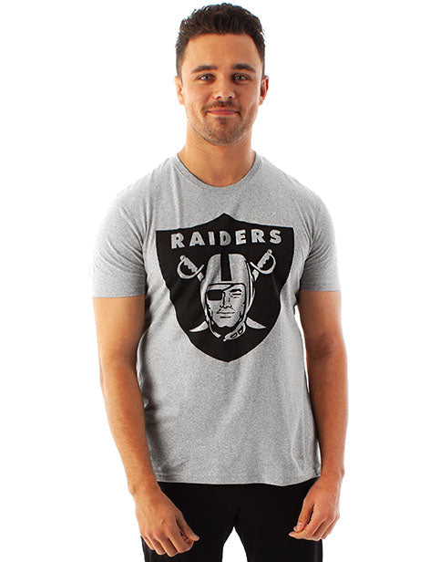 NFL Team Apparel Youth Las Vegas Raiders Amped Up Silver T-Shirt