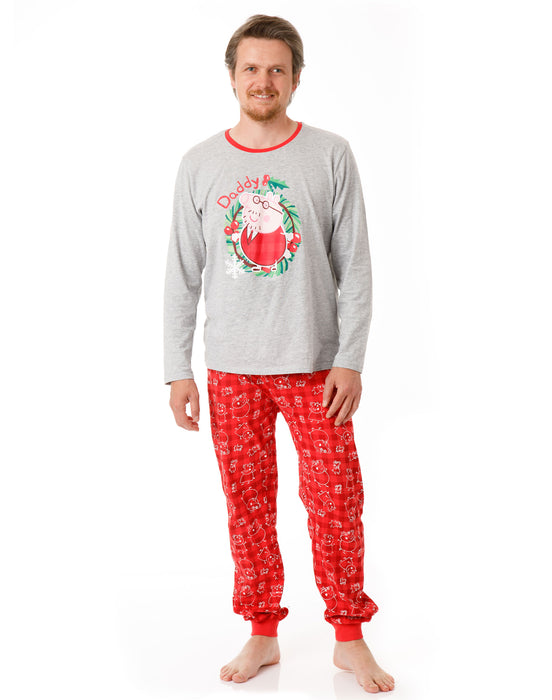 Peppa Pig Daddy Pig Christmas Family Pyjamas Mens Vanilla