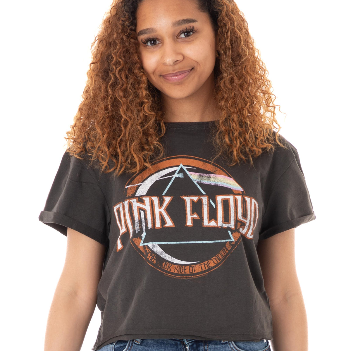 Amplified Pink Floyd On The Run Womens Cropped T Shirt Vanilla Underground