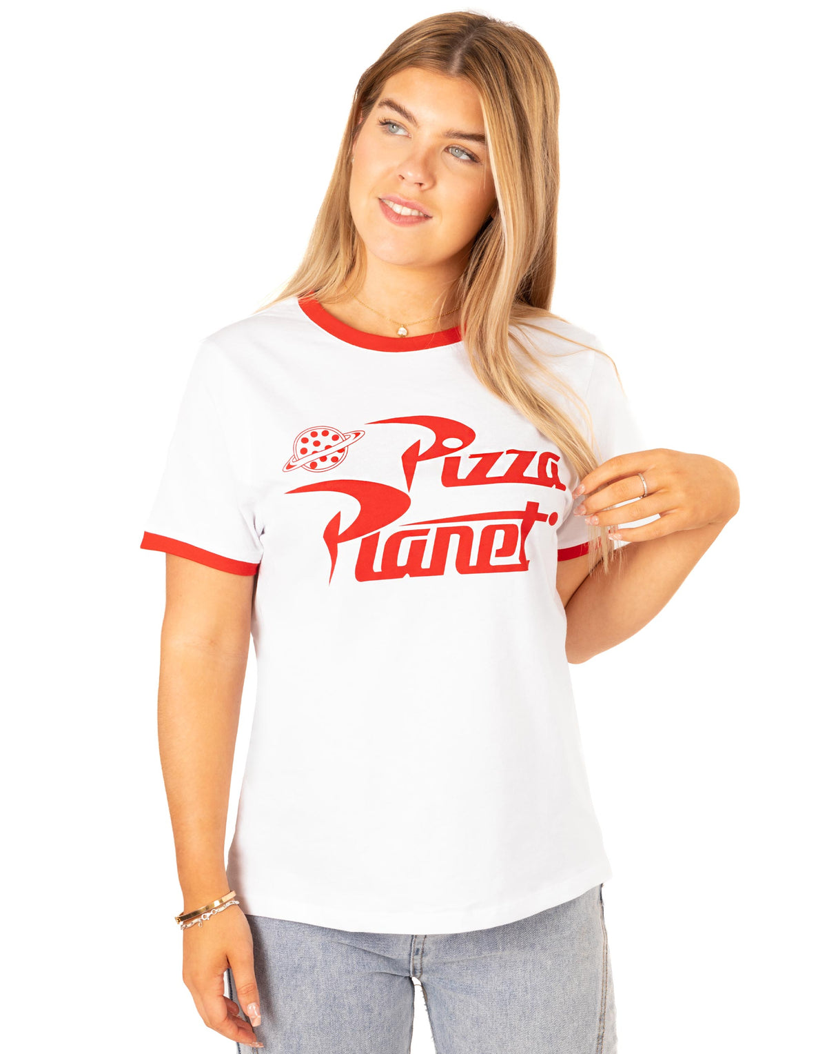 Toy Story Pizza Planet Ringer Women's T-Shirt — Vanilla Underground