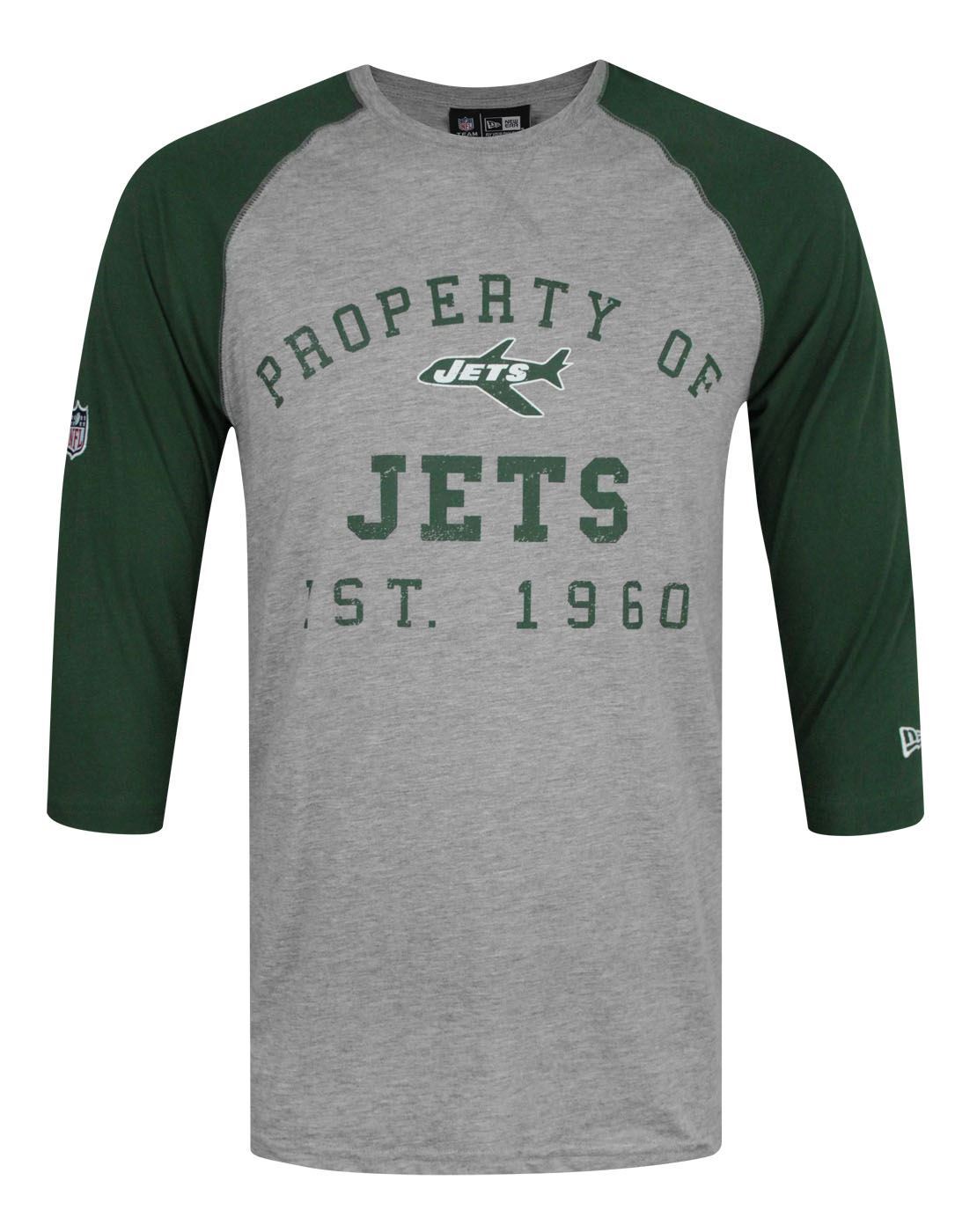 New Era Jets Throwback Raglan Long Sleeve T-Shirt - Men's