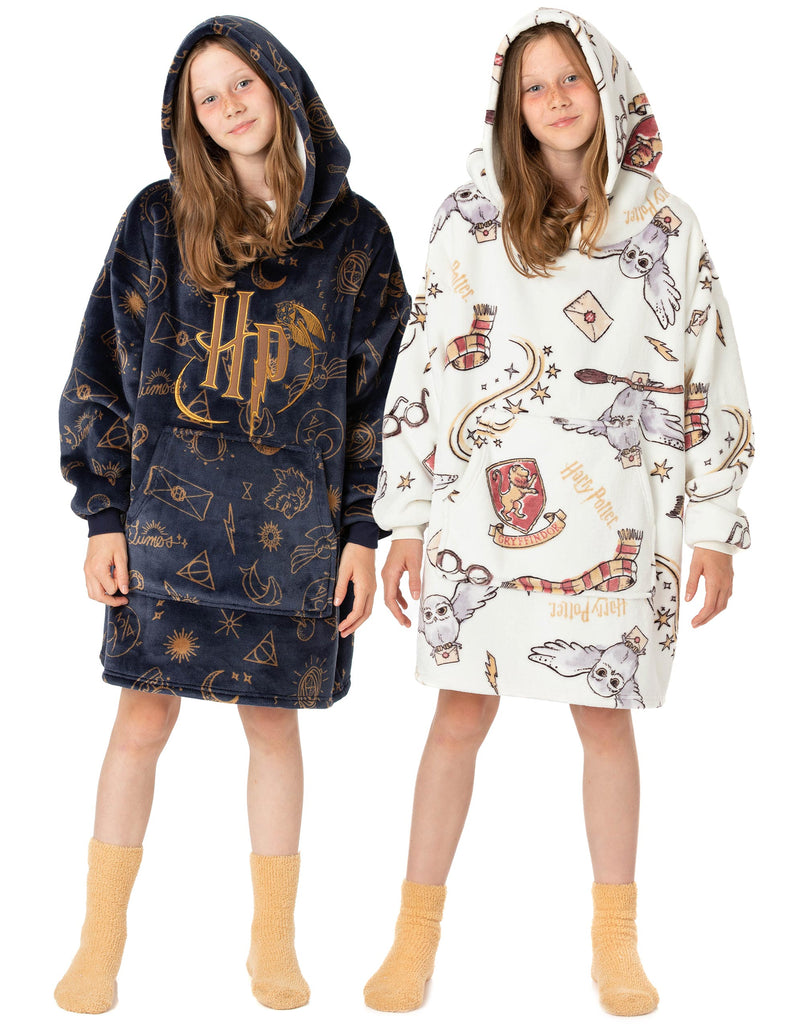 Harry Potter Kids VUddie Oversized Blanket Hoodie Vanilla