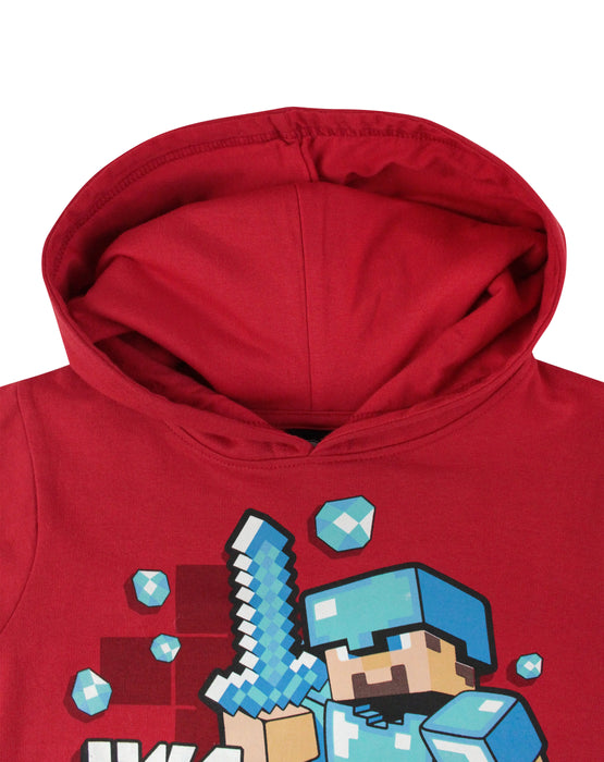 Minecraft Like A Boss Boy's Hoodie - Red