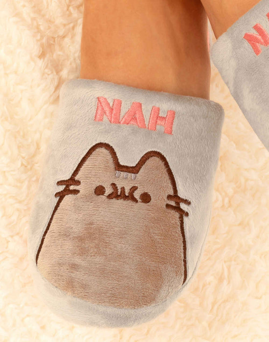 Pusheen The Cat 'Nah' Embroidered Ladies Slipper — Vanilla Underground